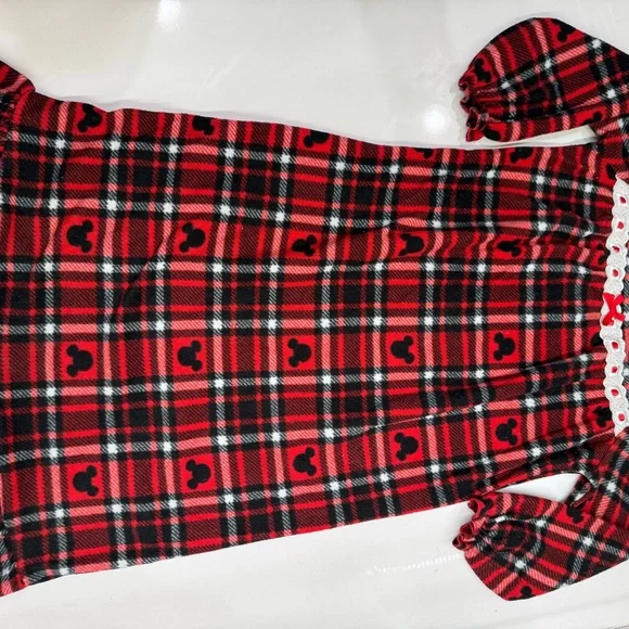 Disney, Red Plaid, Girls Traditional Styles Pajama Dress, size 4 - Picture 2 of 10